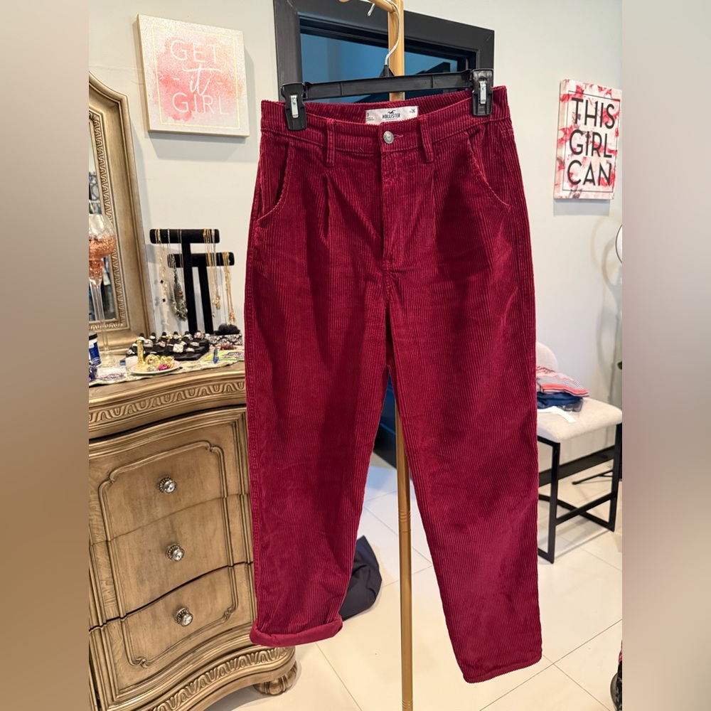 Hollister Burgundy Corduroy Pants